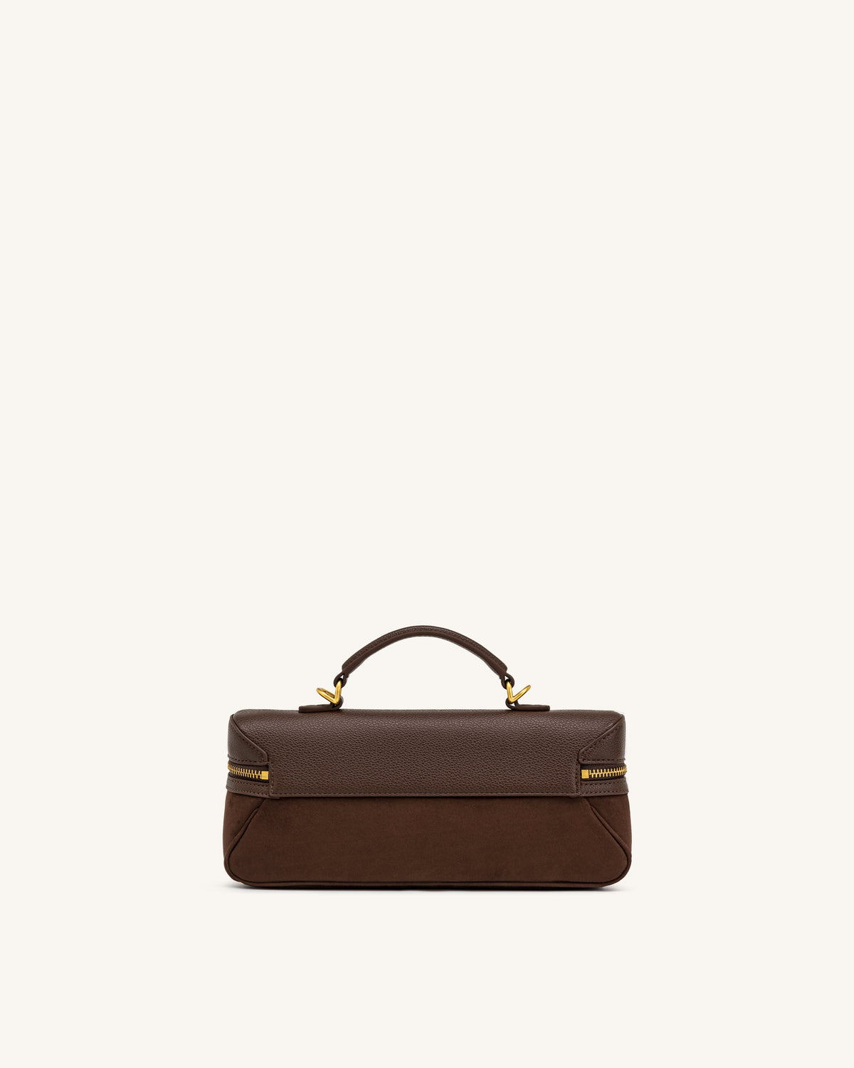 Cleo Faux Suede Vanity Bag - Dark Brown