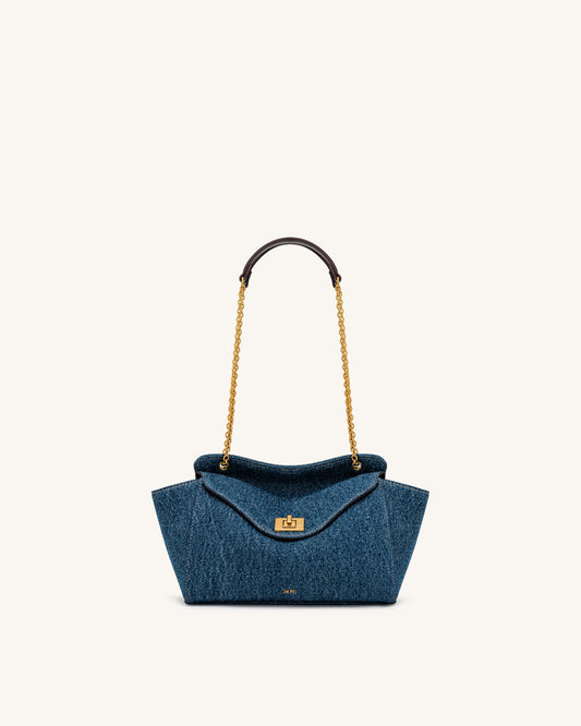 Lucia Envelope Chain Shoulder Bag - Blue Denim