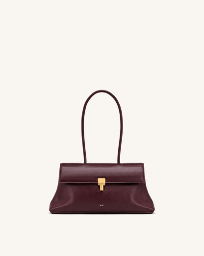 Selene Lock Flap Shoulder Bag - Burgundy