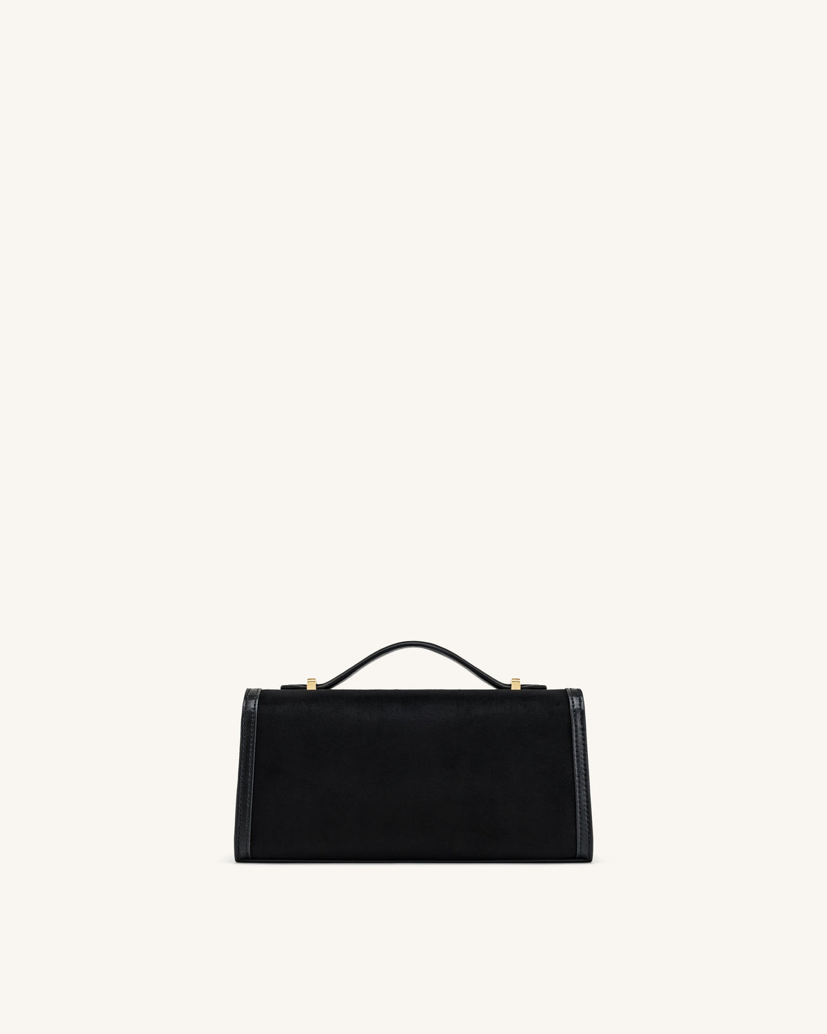 Delphine Faux Suede Top Handle Bag - Black
