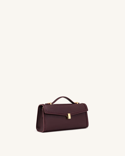 Delphine Saffiano Top Handle Bag - Deep Burgundy