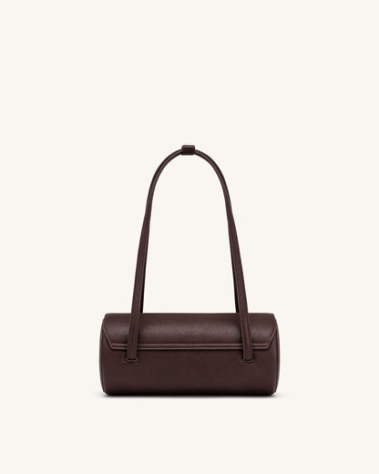 Solenne Barrel Shoulder Bag - Dark Brown