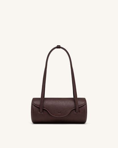 Solenne Barrel Shoulder Bag - Dark Brown