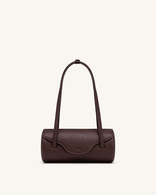 Solenne Barrel Shoulder Bag - Dark Brown