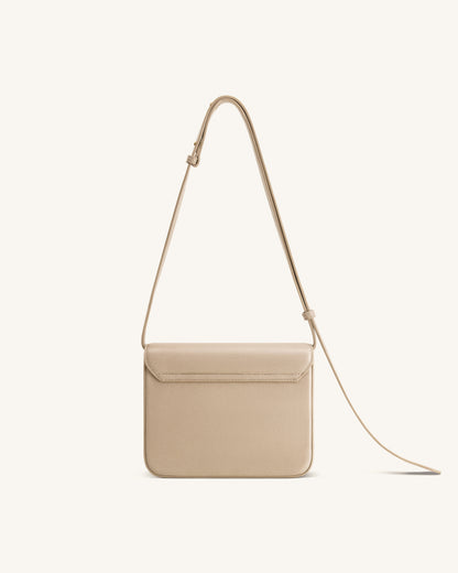 Evania Lock Pebbled Shoulder Bag - Khaki