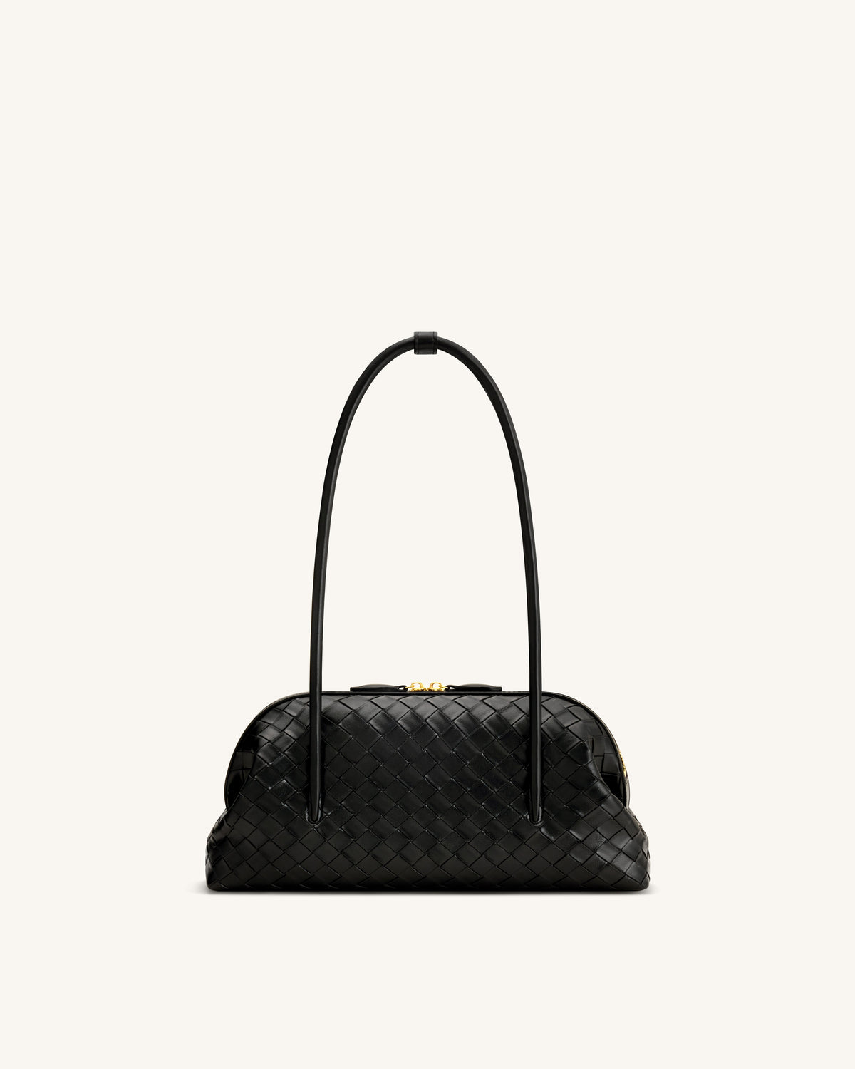 Aveline Woven Textured Shoulder Bag - Black