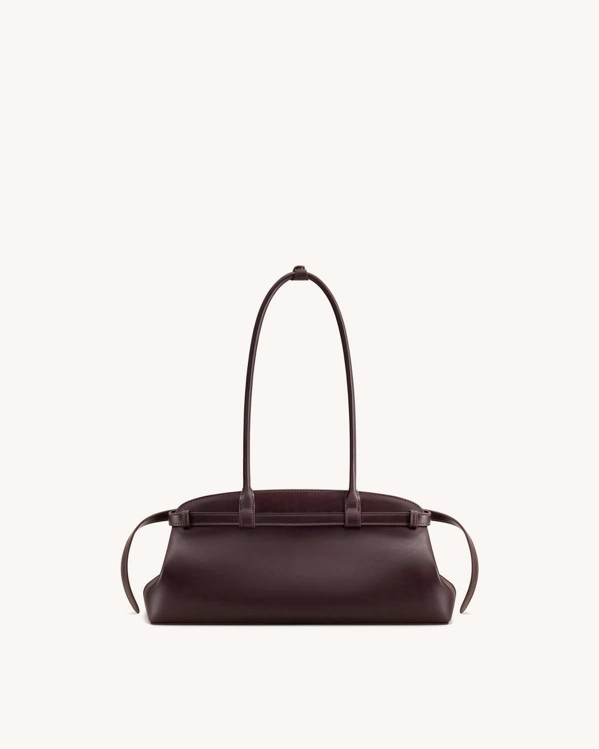 Arden Belt Detail East-West Shoulder Bag - Dark Brown