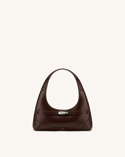 Noelle Belted Shoulder Bag - Dark Brown