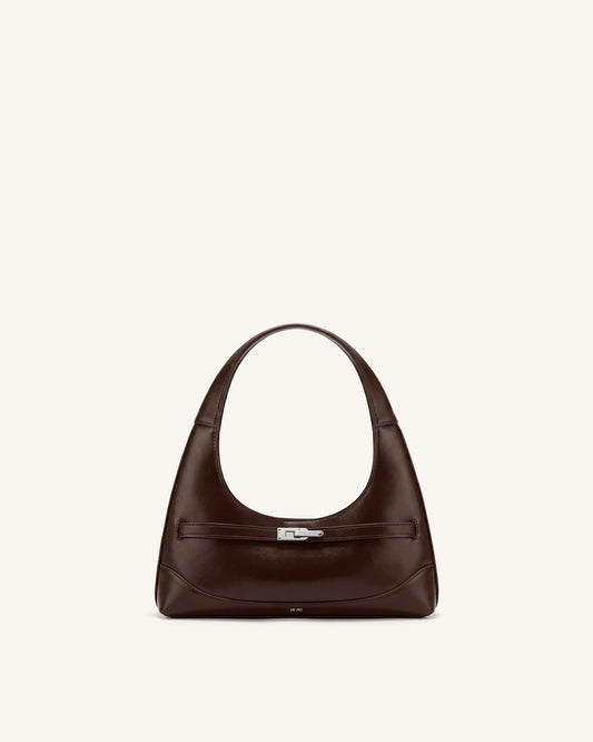 Noelle Belted Shoulder Bag - Dark Brown