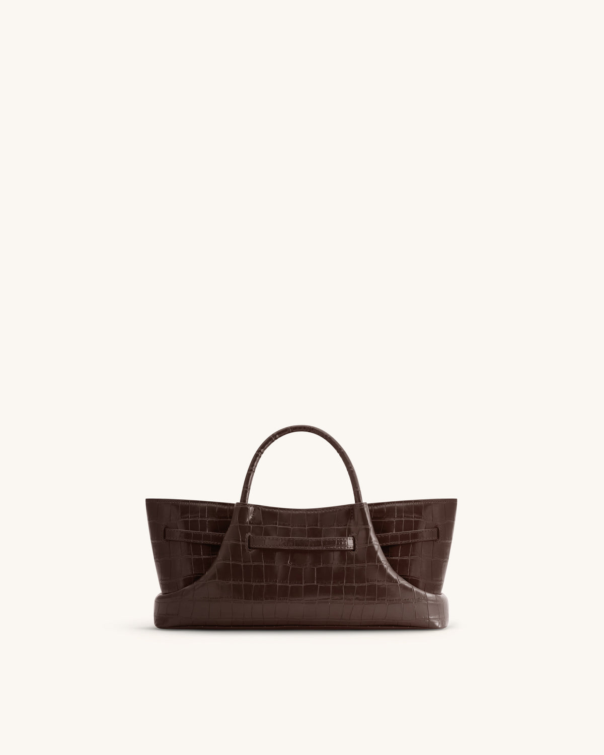 Maeve Dachshund Metal Charm Tote Bag - Dark Brown Croc