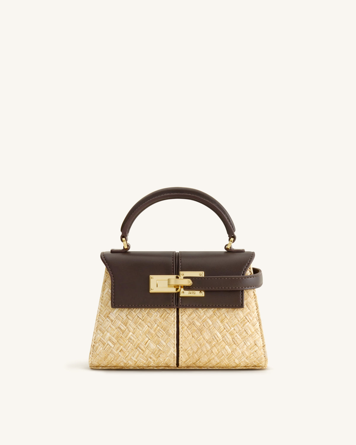 Elise Faux Straw Handbag - Brown