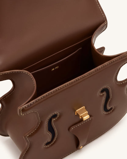 Violin Shape Top Handle Bag - Dark Brown