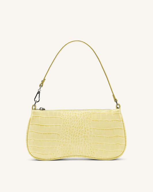 Eva Shoulder Bag - Light Yellow Croc