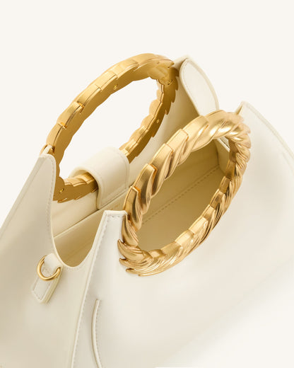 Amiya Leaf Handle Sculpture Bag - White