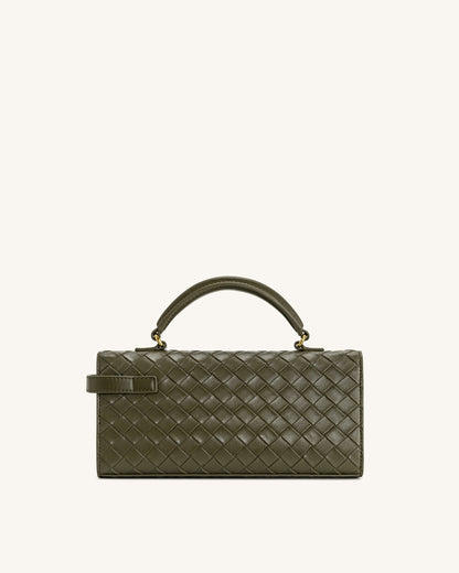 Keyla Weave Texture Top Handle Bag - Olive Green
