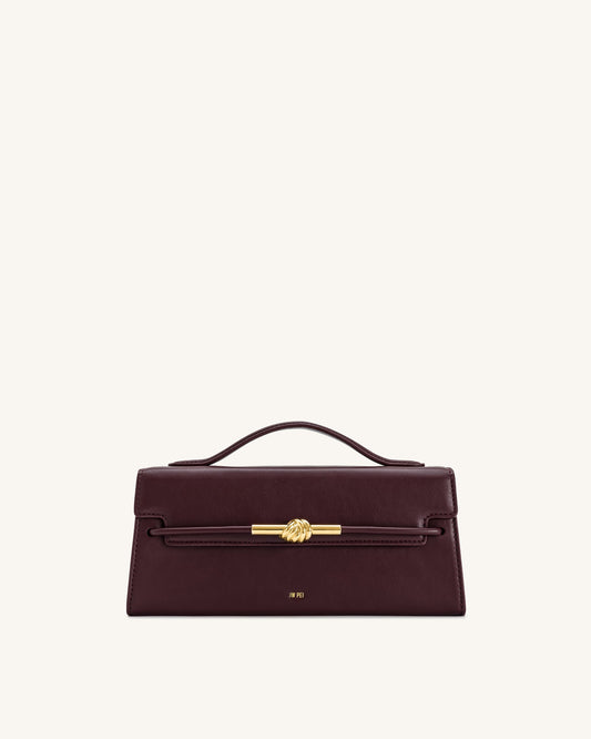 Lena Metal Rope Knot Top Handle Bag - Deep Claret