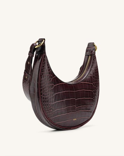 Carly Saddle Bag - Brown Croc
