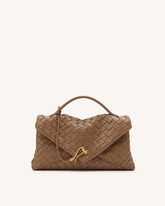 Celeste Woven Envelope Bag - Mocha Brown