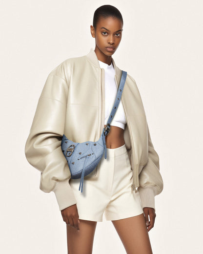 Women's Tessa Denim Embossed Shoulder Bag - Blue