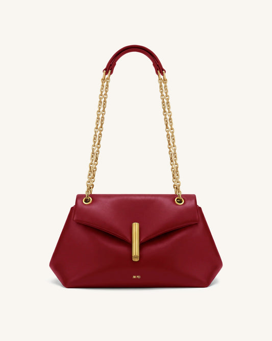 Valerie Chain Flap Shoulder Bag - Cherry Red