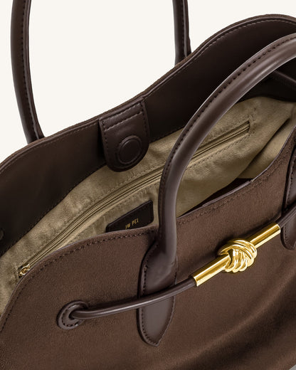 Adele Metal Rope Knot Tote Bag - Mocha Brown