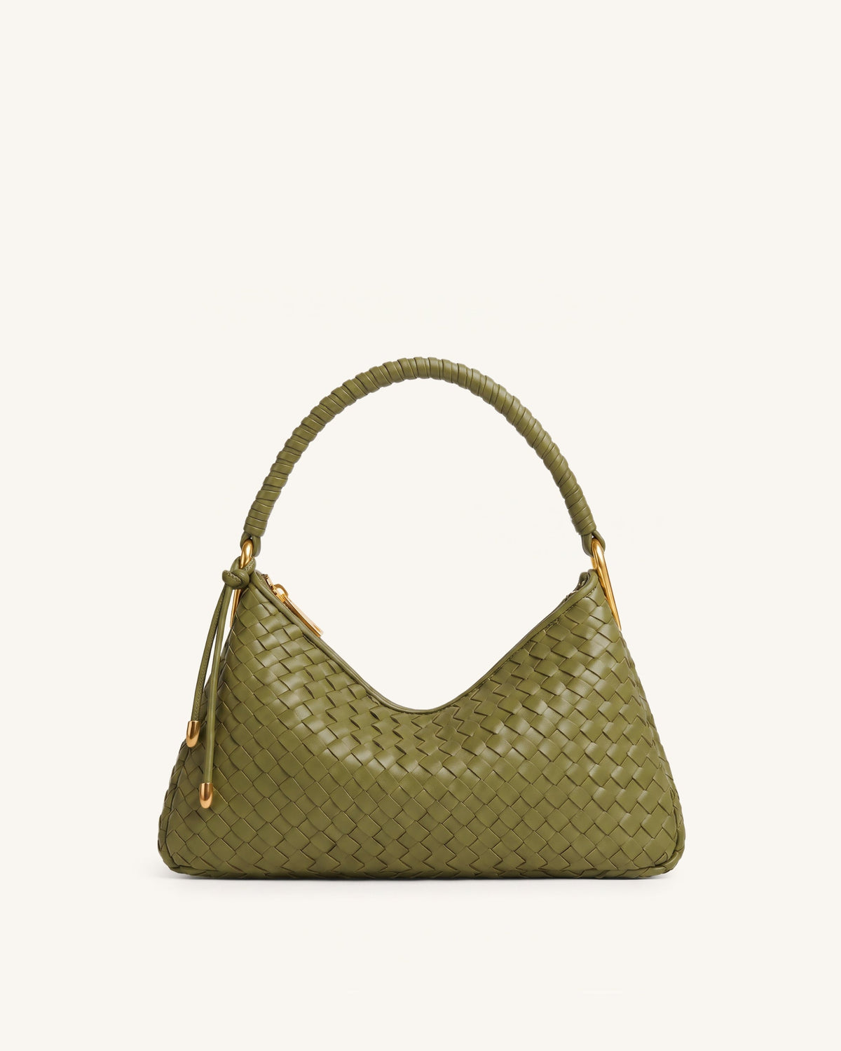Lorena Woven Shoulder Bag - Olive Green