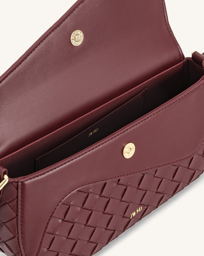 Addisyn Weave Texture Shoulder Bag - Burgundy