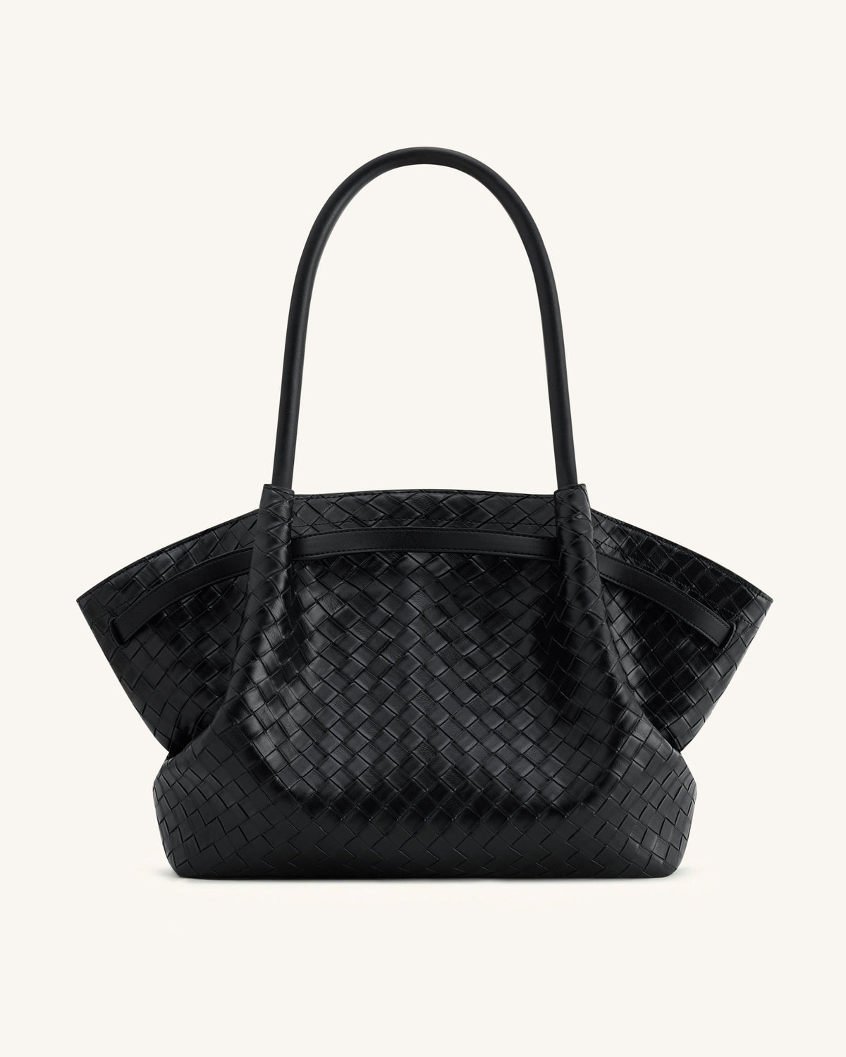 Hana Large Weave Texture Tote Bag - Black