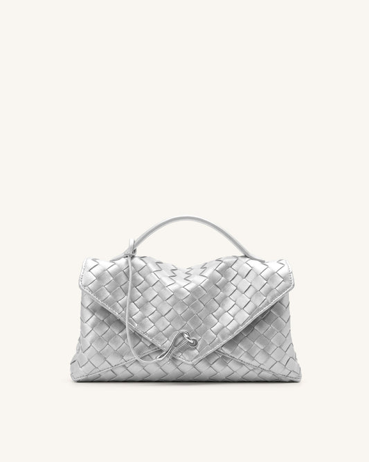 Celeste Woven Envelope Bag - Silver