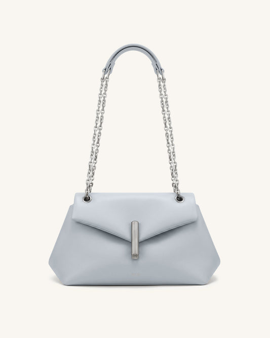 Valerie Chain Flap Shoulder Bag - Light Blue Gray