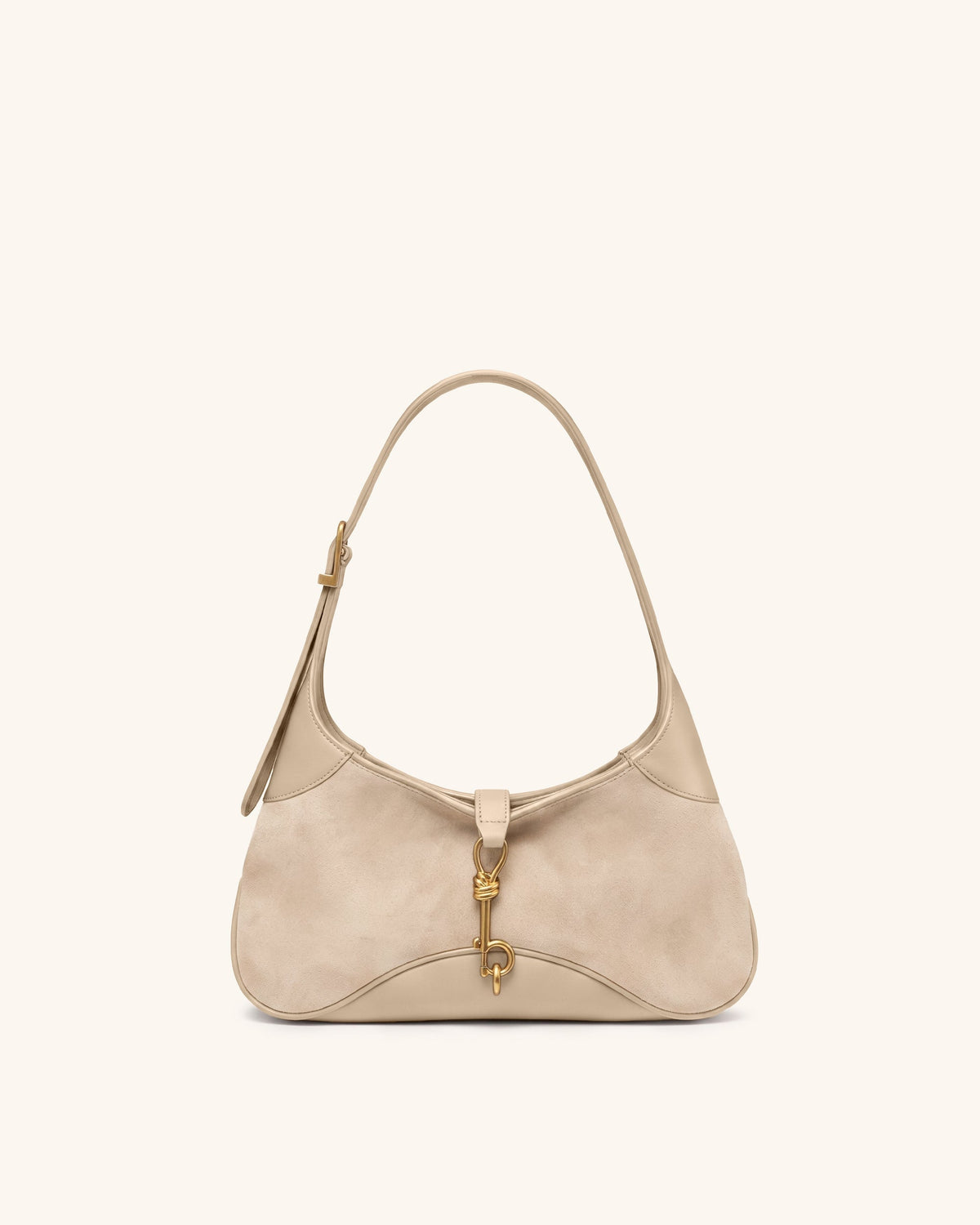 Juliette Faux Suede Key Charm East-West Shoulder Bag - Light Khaki