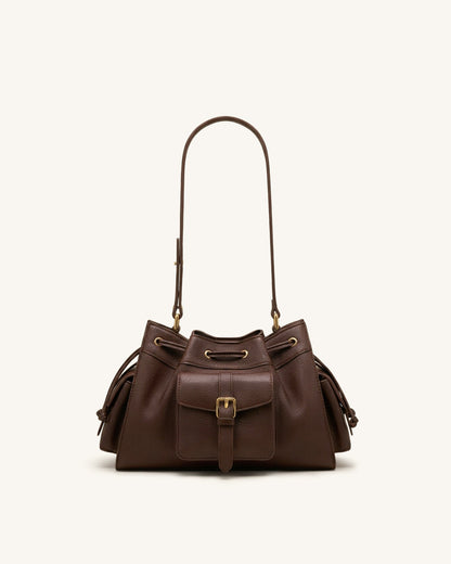 Harper Drawstring Shoulder Bag - Brown