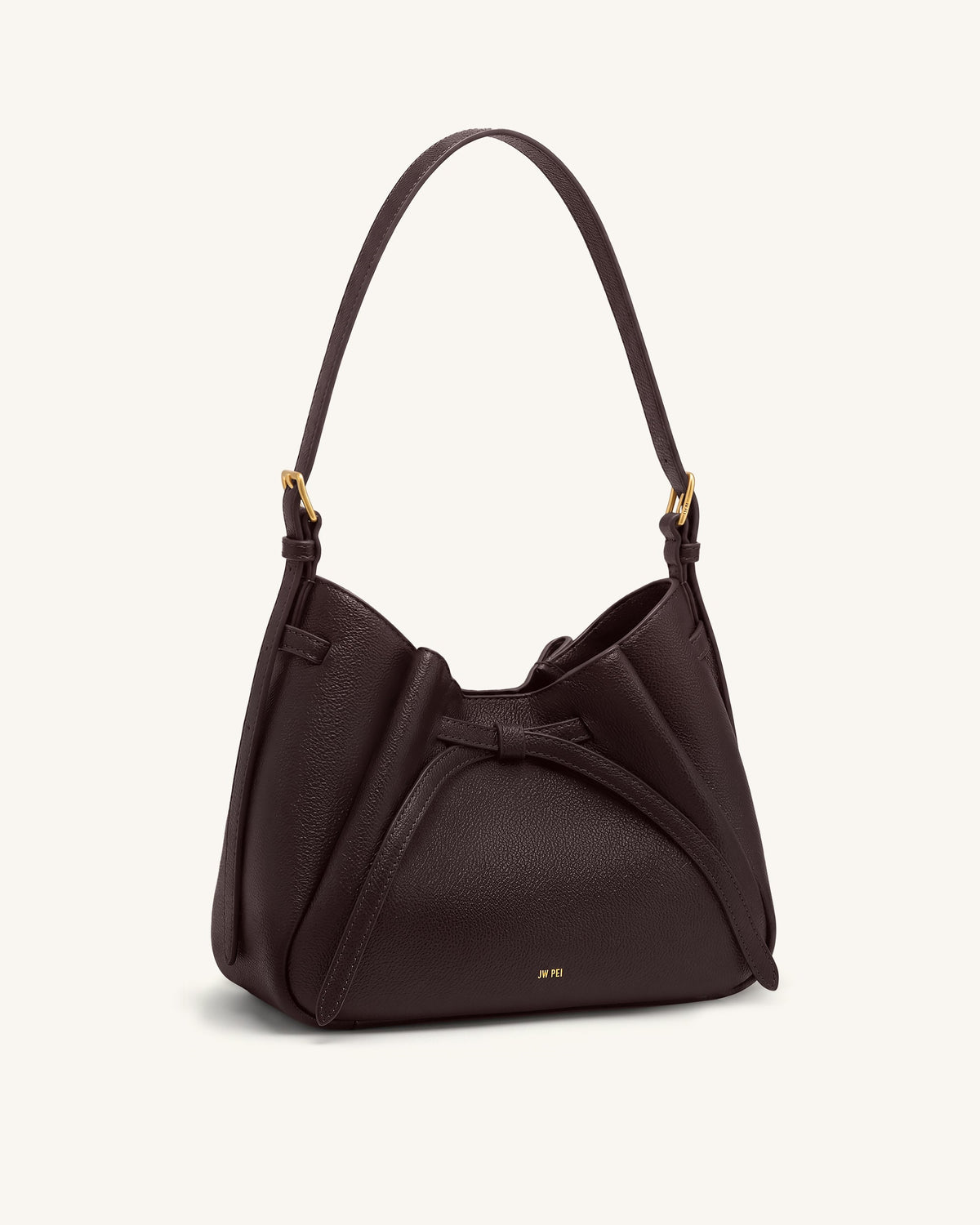 Mabel Soft Bow Shoulder Bag - Dark Brown