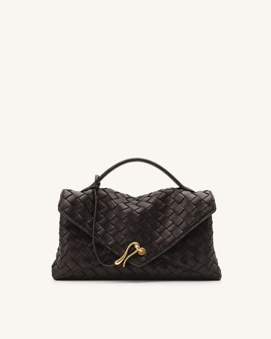 Celeste Woven Envelope Bag - Dark Brown