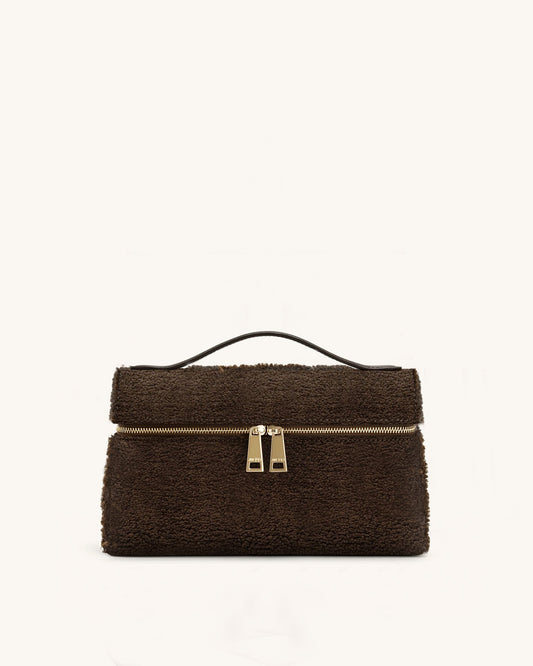 Thea Faux Fur Top Handle Bag - Mocha Brown