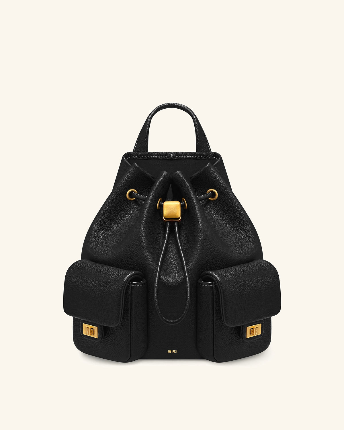 Avery Pebbled Drawstring Utility Backpack – Black