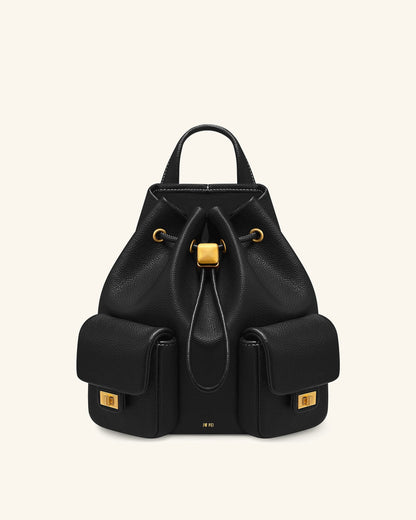 Avery Pebbled Drawstring Utility Backpack – Black