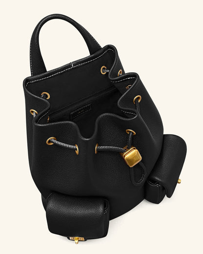 Avery Pebbled Drawstring Utility Backpack – Black