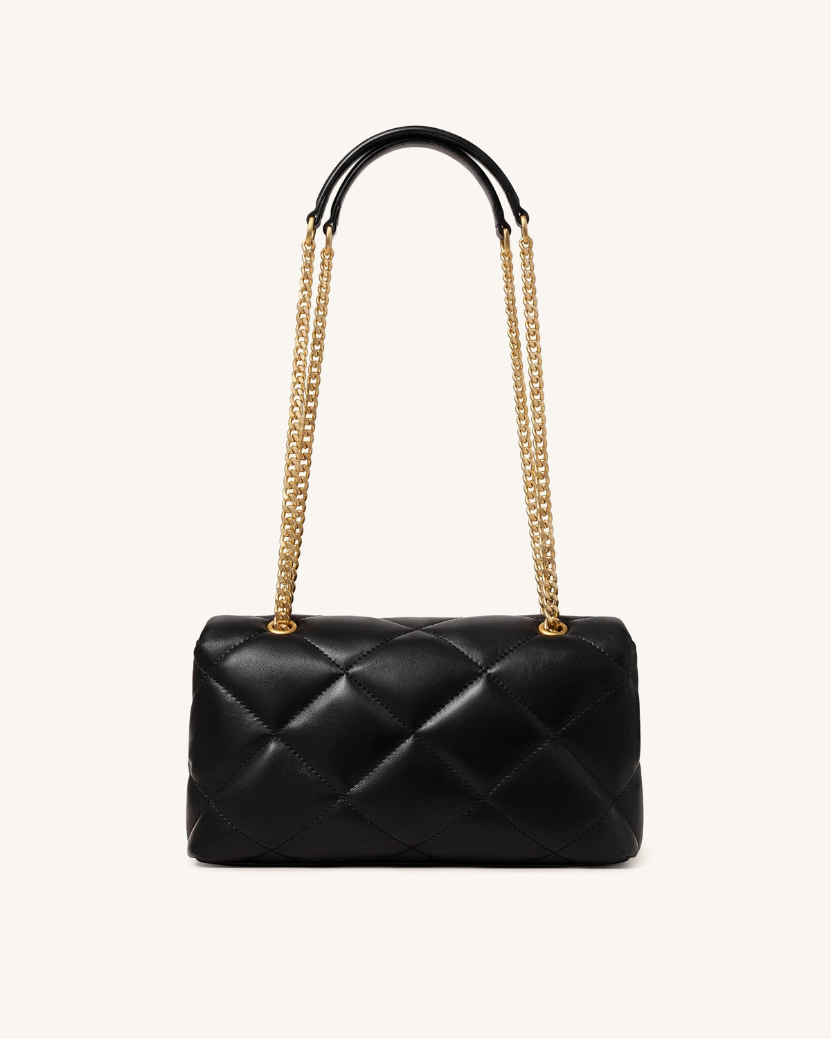 Valerie Puffy Bar-Lock Shoulder Bag - Black