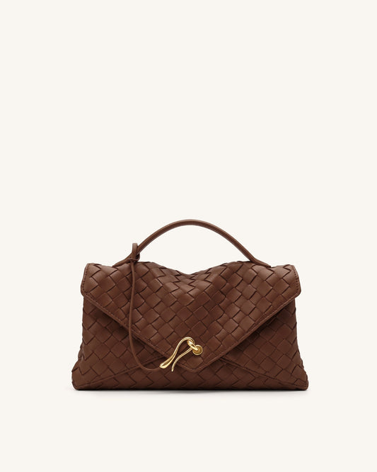Celeste Woven Envelope Bag - Brown