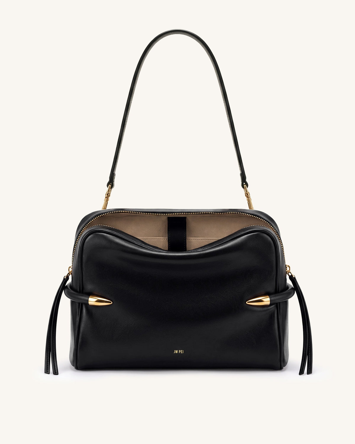 Callie Tusk Detail Shoulder Bag - Black