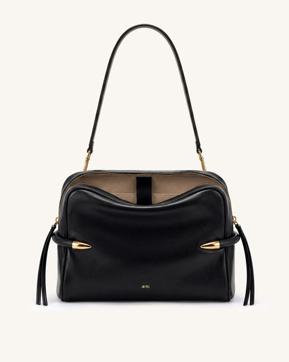 Callie Tusk Detail Shoulder Bag - Black